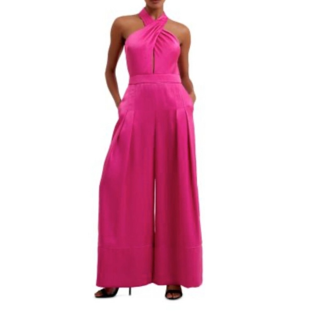 French Connection Vibrant Pink Halter Jumpsuit